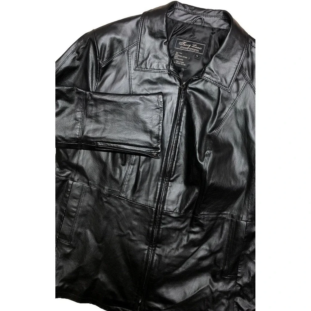 Terry Lewis Jacket Women's 1X Black Leather  Classic Luxuries Sleeve‎ Zippers